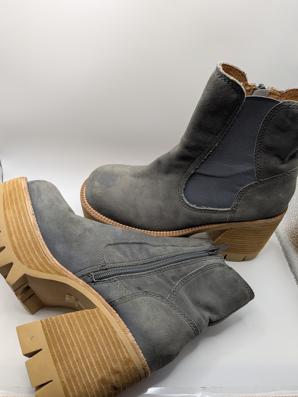 Free People Preston Boot Suede Platform 7 Jeffrey Campbell Blue Gray Chunky - Picture 7 of 16